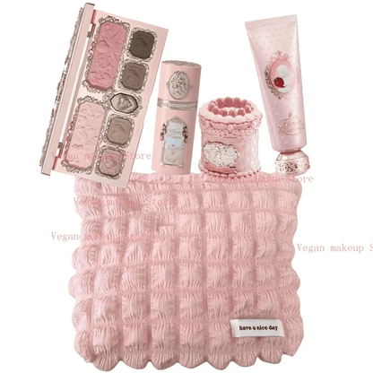 Flower Knows Strawberry Cupid Makeup Kit with Face Palette Blush Eyeshadow Lip Cream and Solid Perfume