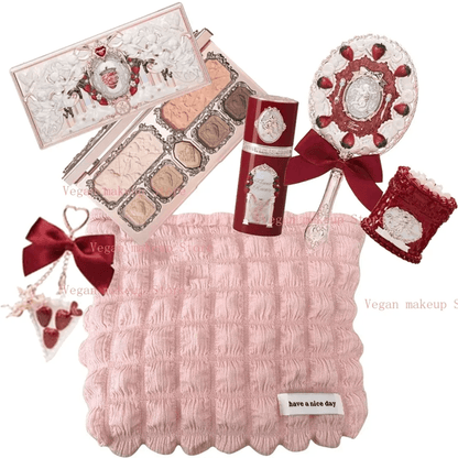 Flower Knows Strawberry Cupid Makeup Kit With Face Palette Blush Eyeshadow Lip Cream And Solid Perf 4