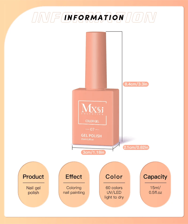 MXSI 60 Color UV Gel Nail Polish Set 15ml  Glitter Soak Off Semi Permanent Varnish 1
