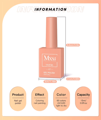 MXSI 60 Color UV Gel Nail Polish Set 15ml  Glitter Soak Off Semi Permanent Varnish 1