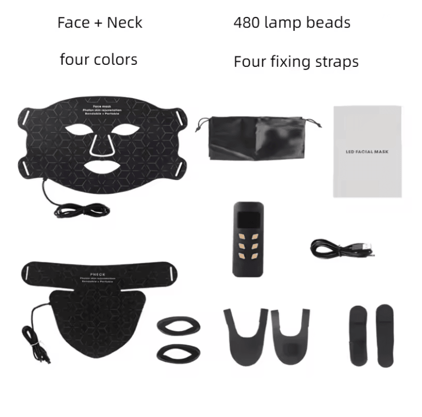 Skindion 4Color LED Light Therapy Mask  480 Beads For Face  Neck Rejuvenation 4