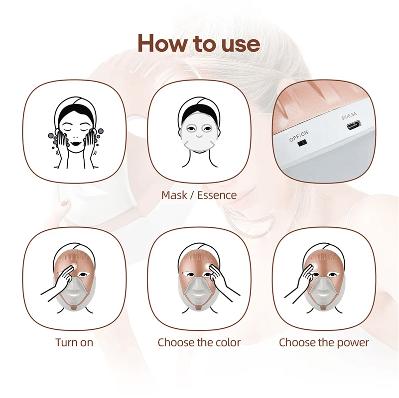 Wireless 7Color LED Face And Neck Therapy Mask For AntiAging  Skin Rejuvenation 6