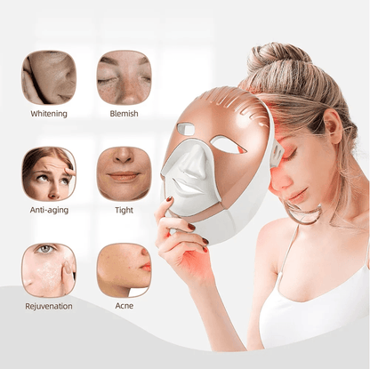 Wireless 7Color LED Face And Neck Therapy Mask For AntiAging  Skin Rejuvenation 7