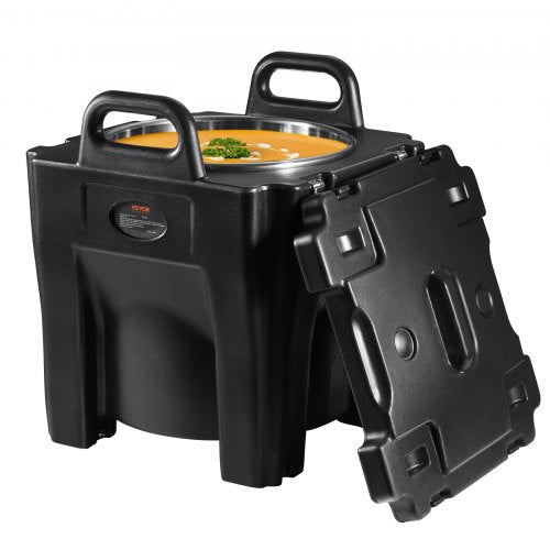 Insulated Food Carrier, Stackable Catering Hot Box w/ Stainless Steel Barrel, LLDPE Top Load Food Warmer for Restaurant