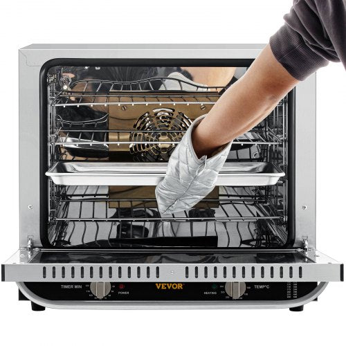 Commercial Convection Oven, Electric Countertop Tier Toaster, Stainless Steel Baking Oven w/ Trays, Wire Racks