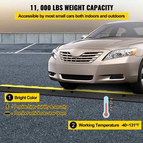 Cable Protector Ramp Channels Speed Bump Hump, Rubber Modular Speed Bump High LBS Load Capacity, Driveway Cord Cover