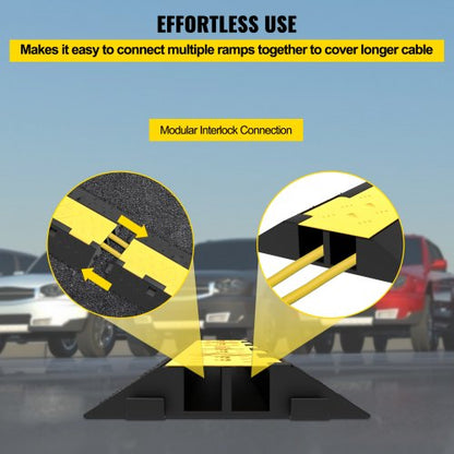Cable Protector Ramp Channels Speed Bump Hump, Rubber Modular Speed Bump High LBS Load Capacity, Driveway Cord Cover