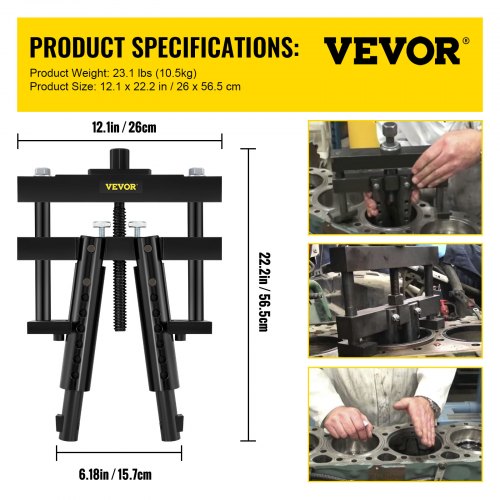 Heavy-Duty Universal Cylinder Liner Puller for CAT, Mack, Cummins Engines, Fits Wet Liners, Replace PT