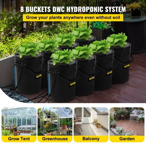 Deep Water Culture DWC Hydroponic System, Gallon Bucket Grow Kit with Air Pump, Stones, & Water Level Device