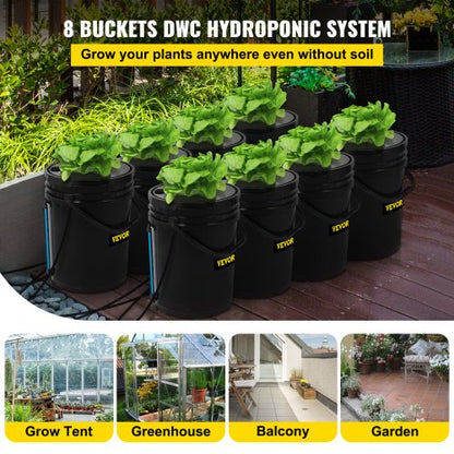 Deep Water Culture DWC Hydroponic System, Gallon Bucket Grow Kit with Air Pump, Stones, & Water Level Device