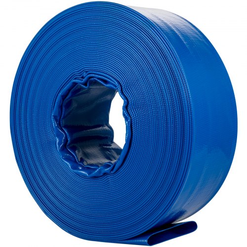 Heavy Duty PVC Fabric Lay Flat Discharge Hose, Weather-Proof Backwash Drain Hose with Clamps