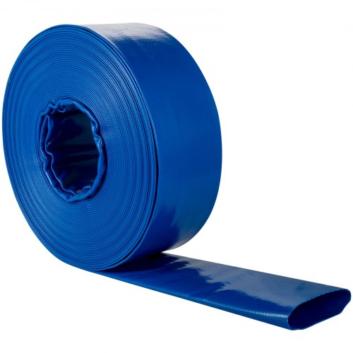 Heavy Duty PVC Lay Flat Discharge Hose, Weather-Proof, Burst-Proof Backwash Drain Hose with Clamps, Ideal for Pool