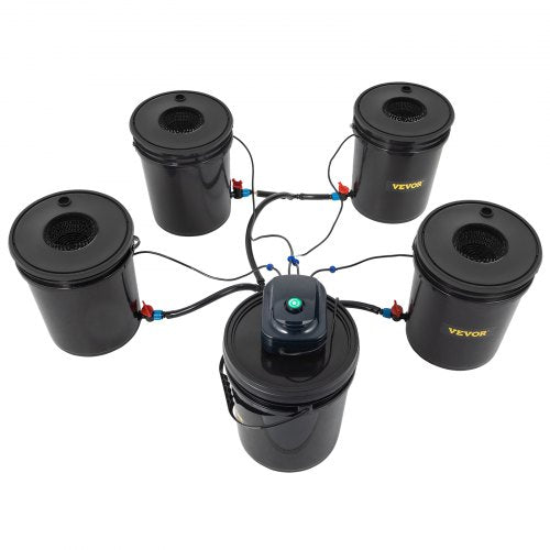 Deep Water Culture DWC Hydroponic System, Gallon Bucket Grow Kit with Air Pump, Air Stones & Connected Reservoir