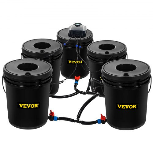 Deep Water Culture DWC Hydroponic System, Gallon Bucket Grow Kit with Air Pump, Air Stones & Connected Reservoir