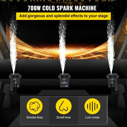 Cold Spark Firework Machine, Smart DMX Stage Lighting Effect Machine with Wireless Remote Control for Weddings, Parties