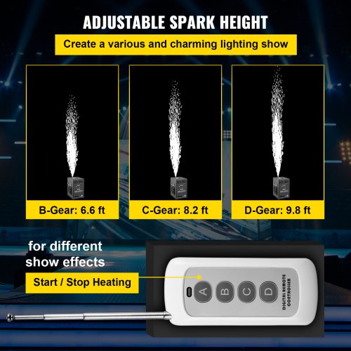 Cold Spark Firework Machine, Smart DMX Stage Lighting Effect Machine with Wireless Remote Control for Weddings, Parties