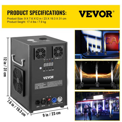 Cold Spark Firework Machine, Smart DMX Stage Lighting Effect Machine with Wireless Remote Control for Weddings, Parties