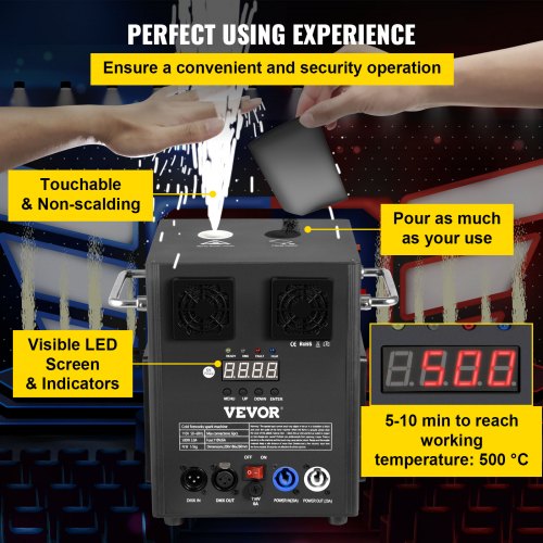 Smart DMX Control Stage Equipment Special Effect Machine, Cold Spark Machine with Wireless Remote for Weddings, DJ