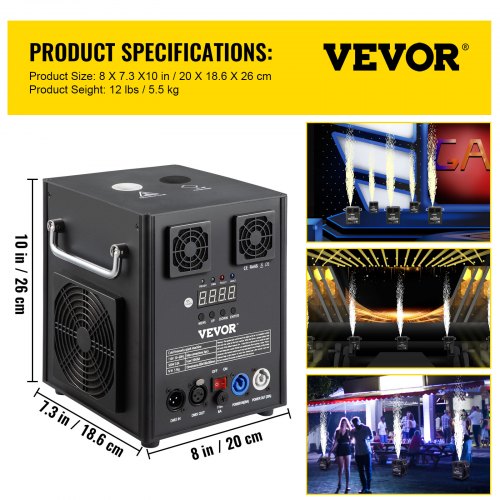 Smart DMX Control Stage Equipment Special Effect Machine, Cold Spark Machine with Wireless Remote for Weddings, DJ