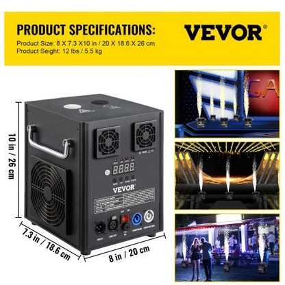 Smart DMX Control Stage Equipment Special Effect Machine, Cold Spark Machine with Wireless Remote for Weddings, DJ