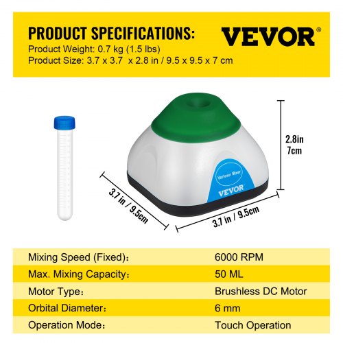 Mini Vortex Mixer Shaker with Touch Function, USB Charging Lab Vortex Mixer for Paint, Tattoo Ink, Nail Polish