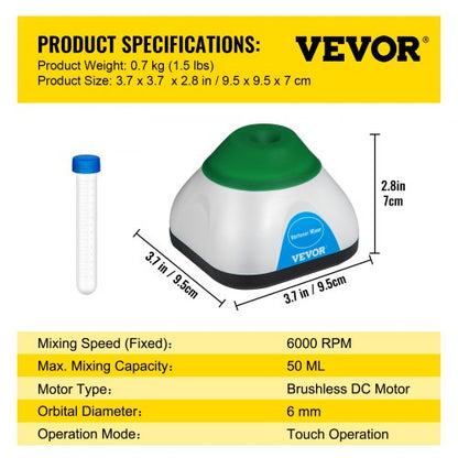 Mini Vortex Mixer Shaker with Touch Function, USB Charging Lab Vortex Mixer for Paint, Tattoo Ink, Nail Polish
