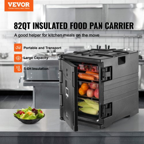 Insulated Food Pan Carrier, Qt Hot Box for Catering, LLDPE Front Loading Food Warmer with Handles, Double Buckles