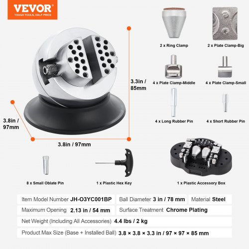 Ball Vise 3 Engraving Block 360 Rotation Jewelry Tool With 30 PCS Accessories For Precision Gemston 7