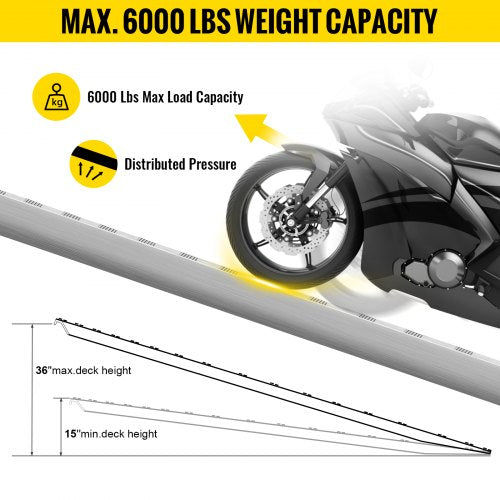 6000LB Capacity Aluminum Ramps 84x14x25 For Trucks Trailers  ATVs  NonSlip Lightweight  RustProof 3