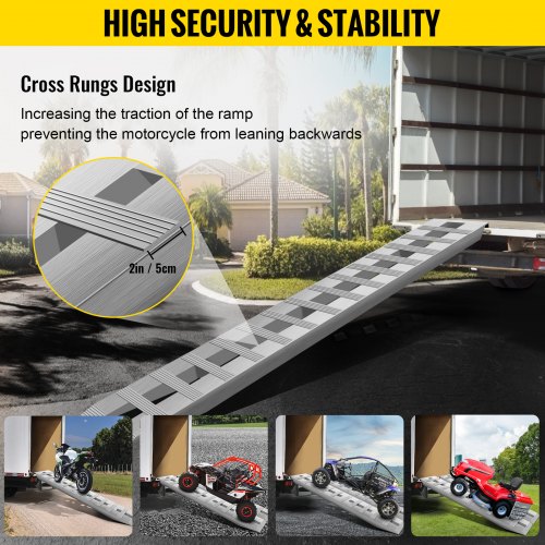 6000LB Capacity Aluminum Ramps 84x14x25 For Trucks Trailers  ATVs  NonSlip Lightweight  RustProof 4