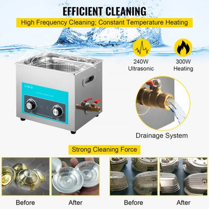 304 Stainless Steel Ultrasonic Cleaner 10L Capacity W Heater 2080C  Timer Ideal For Dentures Circui 3