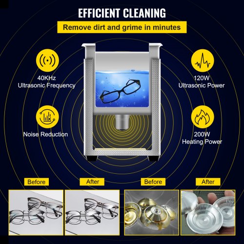 Upgraded 3L Ultrasonic Cleaner Digital Control 40KHz Frequency W Adjustable Heater 080C  Ideal For  3
