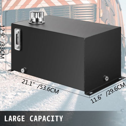 Heavy Duty Hydraulic Reservoir, Gallon Steel Fuel Transfer Tank with Strainer, Temp Gauge, Filter & Breather Cap