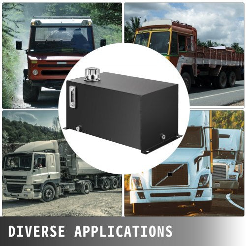 Heavy Duty Hydraulic Reservoir, Gallon Steel Fuel Transfer Tank with Strainer, Temp Gauge, Filter & Breather Cap
