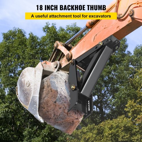 Backhoe Thumb, Heavy Duty Teeth Steel Excavator Thumb, Adjustable Weld-On & Bolt-On Claw Attachment for Tractors