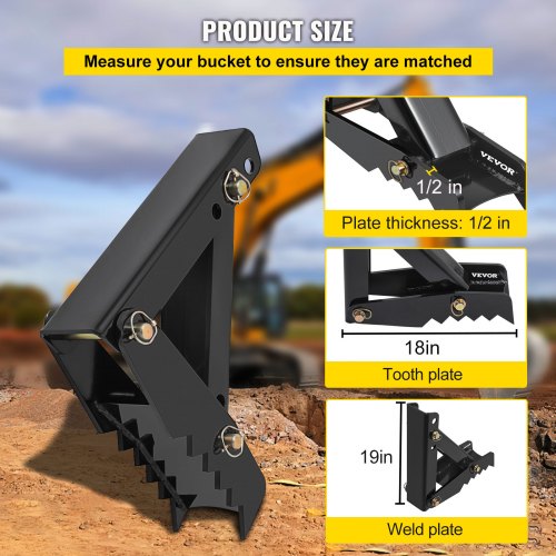 Backhoe Thumb, Heavy Duty Teeth Steel Excavator Thumb, Adjustable Weld-On & Bolt-On Claw Attachment for Tractors