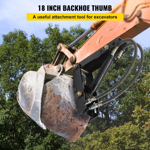 Hydraulic Backhoe Thumb, Steel Heavy-Duty Weld-On Excavator Thumb with Hydraulic Cylinder, Universal Attachment