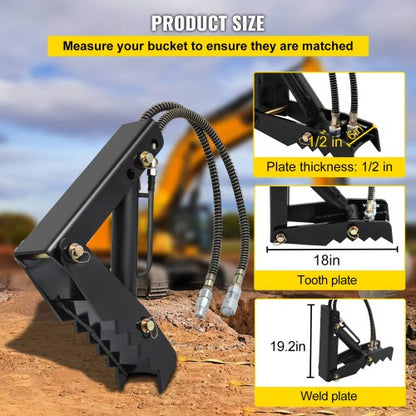 Hydraulic Backhoe Thumb, Steel Heavy-Duty Weld-On Excavator Thumb with Hydraulic Cylinder, Universal Attachment