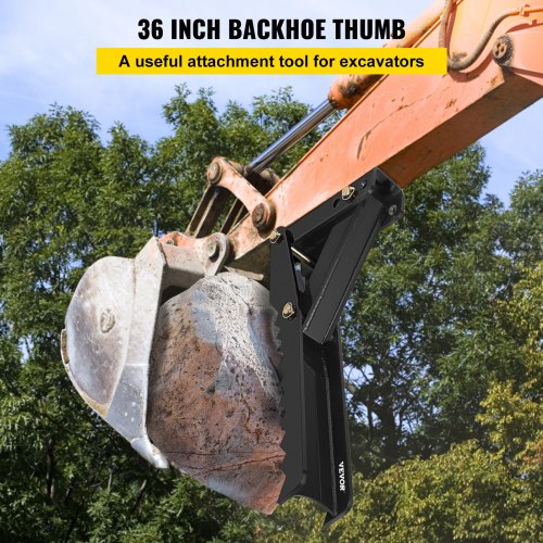 Heavy Duty Weld On Backhoe Thumb, Adjustable Excavator Hoe Clamp with Teeth, Thick Steel Plate, and Bolt-On Design