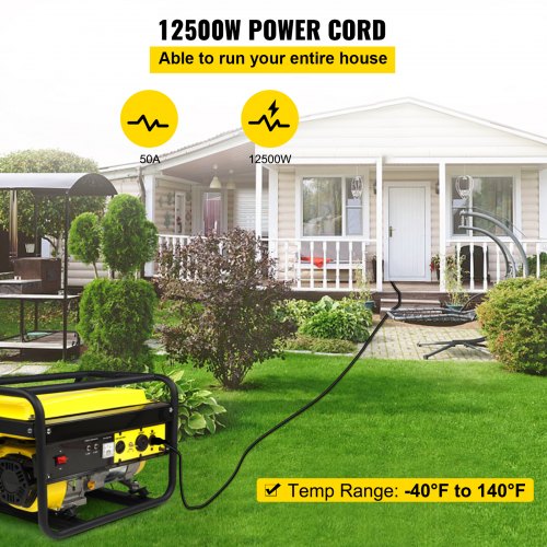 Heavy Duty Amp Generator Cord, Wire STW 6 Gauge, Bare Wire, Extension Power Cable with Grip