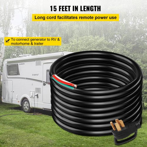 Heavy Duty Amp Generator Cord, Wire STW 6 Gauge, Bare Wire, Extension Power Cable with Grip