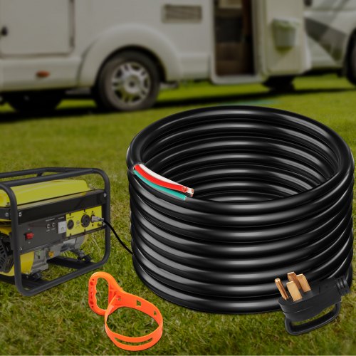 Heavy Duty Amp Generator Cord, Wire STW 6 Gauge, Bare Wire, Extension Power Cable with Grip