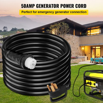Amp Generator Extension Cord, STW, Heavy-Duty Generator Cord, Twist Lock Plug for Backup Power