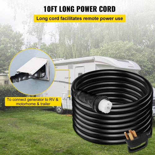 Amp Generator Extension Cord, STW, Heavy-Duty Generator Cord, Twist Lock Plug for Backup Power