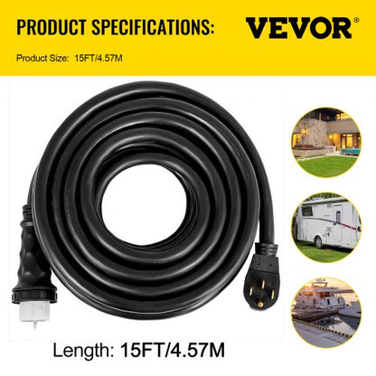 Amp Generator Extension Cord STW, Heavy Duty Generator Power Cord with Plug & CS Twist Lock Connector