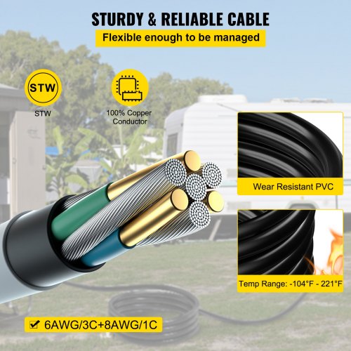 Amp Generator Power Cord, Extension Cable with Plug & CS6364 Twist Lock Connectors