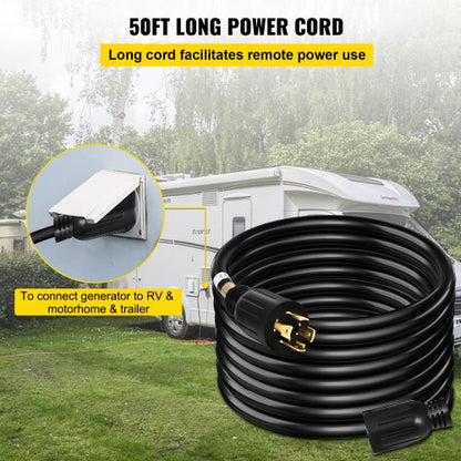 Heavy Duty Amp Generator Cord, Gauge Wire Power Cable for Generators with Twist Lock Plug, Outdoor & Emergency Use