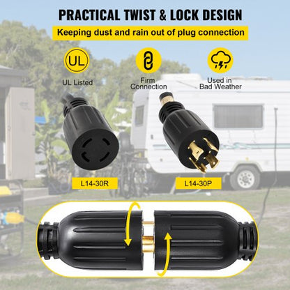 Heavy Duty Amp Generator Cord, Gauge Wire Power Cable for Generators with Twist Lock Plug, Outdoor & Emergency Use