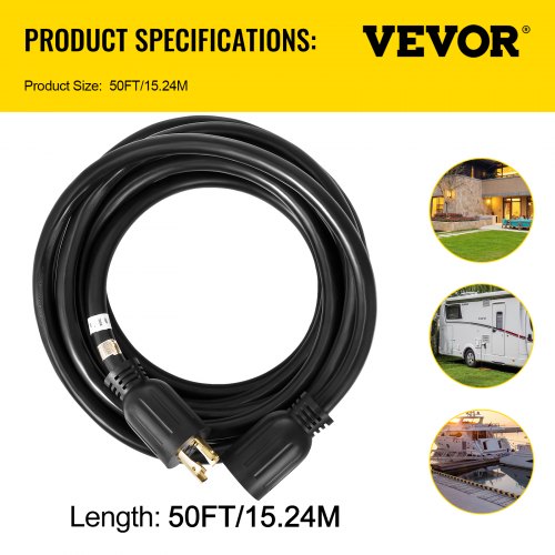 Heavy Duty Amp Generator Cord, Gauge Wire Power Cable for Generators with Twist Lock Plug, Outdoor & Emergency Use