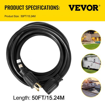 Heavy Duty Amp Generator Cord, Gauge Wire Power Cable for Generators with Twist Lock Plug, Outdoor & Emergency Use